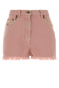 Women's Pink Denim Shorts Oldrose Cotton Flax (or Linen)