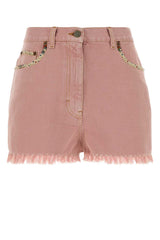 Women's Pink Denim Shorts Oldrose Cotton Flax (or Linen)