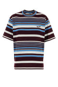 Women's Embroidered Cotton T-Shirt Amaranto+azzurro Exterior
