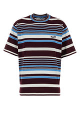 Women's Embroidered Cotton T-Shirt Amaranto+azzurro Exterior