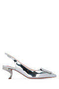 Women's Virgule Sling Slingback Silver Leather Flats