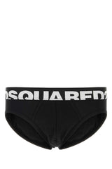 Men's Brief Black Cotton Elastane Swimwear