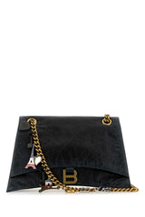Women's Crush Chain Shoulder Bag Black Calf