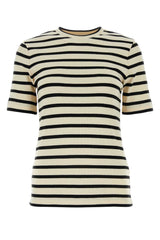 Women's Striped Cotton T-Shirt Beige