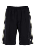 Men's Stripe-Trimmed Twill Bermuda Shorts Black Nylon Cotton Spandex Bermudas