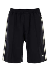 Men's Stripe-Trimmed Twill Bermuda Shorts Black Nylon Cotton Spandex Bermudas