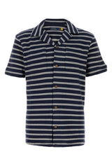 Men's Striped Knit Shirt Navy Cotton Polyester Viscose