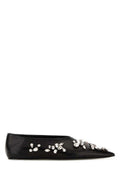 Women's Crystal-Embellished Leather Flat Black Caprina