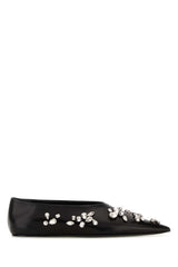 Women's Crystal-Embellished Leather Flat Black Caprina