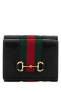 Women's Striped Leather Wallet Black