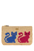Women's Raffia Vlogo Signature Clutch Naturalemulticolornaturalcamel
