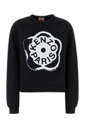 Women's Flower Sweatshirt Black Cotton Sweater