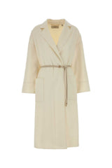 Women's Coat White Wool Cashmere