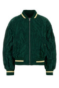 Women's Jacket Bomber Green Polyester Metallic Fiber