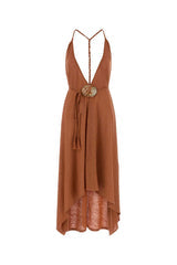 Women's Inside Dress Brown Linen