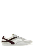 Women's Two-Tone Tech Fabric And Suede Gymnasium Sneakers Biancoamaranto Pl-Vitello