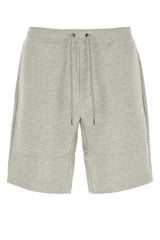 Men's Cotton-Blend Jogger Bermuda Shorts Gray Polyester Bermudas