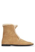 Women's Winter Boot Beige Suede With Shearling