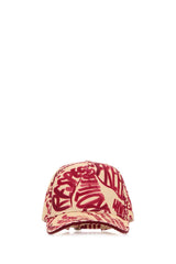 Women's Baseball Printed Hibiscus Cotton Cap Beige