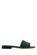 Women's Bottle Green Leather Parco Slippers Newemeraldgreen Flat Shoes