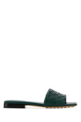 Women's Bottle Green Leather Parco Slippers Newemeraldgreen Flat Shoes