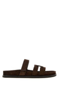 Women's Chocolate Suede Ines Slippers Brown Flat Shoes