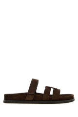 Women's Chocolate Suede Ines Slippers Brown Flat Shoes