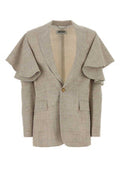 Women's Ruffled-Sleeve Viscose Jersey Blazer Beige Blazers