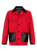 Men's Color-Block Cotton Jacket Red