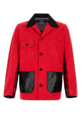 Men's Color-Block Cotton Jacket Red