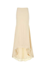 Women's Skirt Cream Silk Elastane