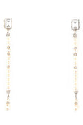 Women's Embellished Metal Earrings Pearlsilver Brass Glass