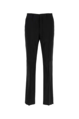 Men's Tonal Trousers Black Wool Cotton