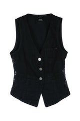 Women's Gardener Gilet Vest Black Denim Vests