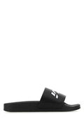 Men's Black Rubber Slippers Blackwhite Flat Shoes