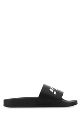 Men's Black Rubber Slippers Blackwhite Flat Shoes