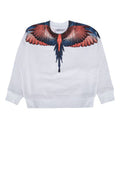 Boys' Wing-Print Cotton Sweatshirt White Rib Sweater