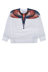 Boys' Wing-Print Cotton Sweatshirt White Rib Sweater