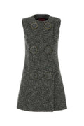 Women's Wool-Blend Melange Dress Gray Nylon Elastane