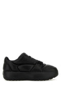 Women's Black Leather Puffer Sneakers