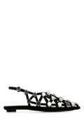 Women's Grid Ballerina Black Suede