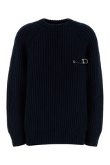 Women's Wool Blend Ribbed Sweater Navy
