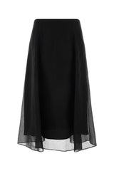 Women's Longuette Skirt Black Silk