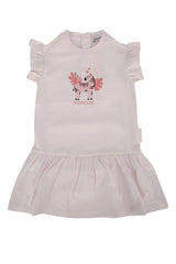 Boys' Zebra-Embroidered Cotton Dress Pink Base Elastane