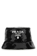 Women's Sequin-Embellished Bucket Hat Black Viscose Silk