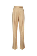 Women's Pleated Twill Trousers Beige