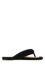 Women's Black Satin Thong Slippers Deepblack Flat Shoes
