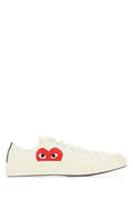 Unisex Canvas Heart-Logo Low-Top Sneaker White Cotton