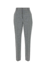 Women's Silk-Blend Melange Trouser Gray Cotton Virgin