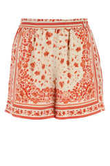 Women's Printed Silk Shorts Coral Exterior